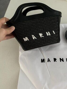Marni - All-Black - Straw Bag - Mini Basket